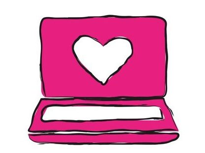 pink laptop heart