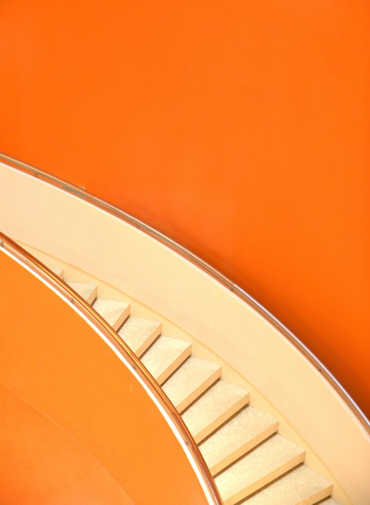 orange bege stairs curve